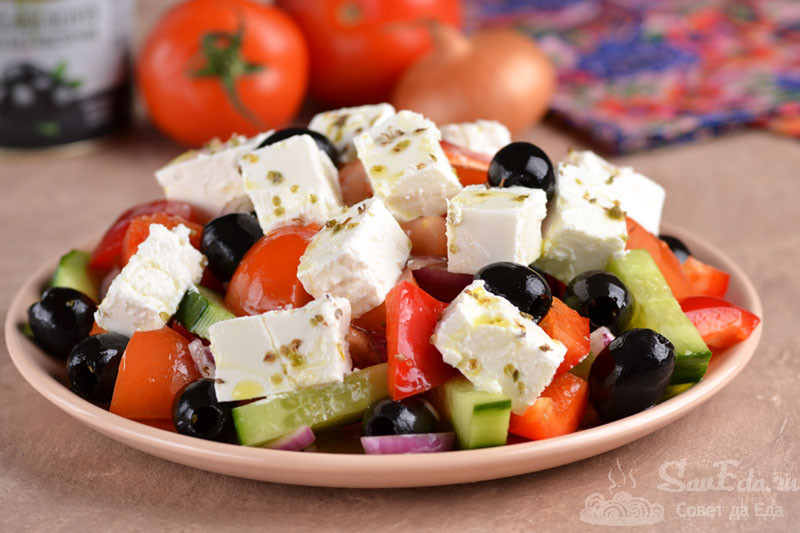 Салат греческий рецепт классический с брынзой рецепт с фото